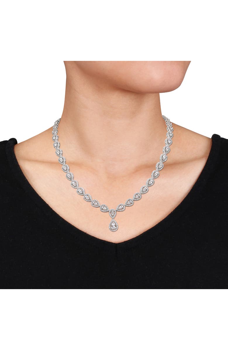 Julianna B. Cubic Zirconia Teardrop Necklace, Alternate, color, Sterling Silver