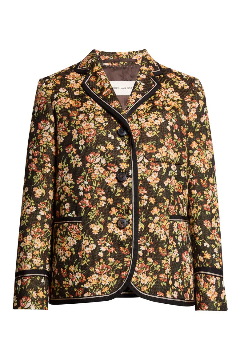 Brea Tape Gobelin Cotton Blend Jacket, Main, color, BROWN