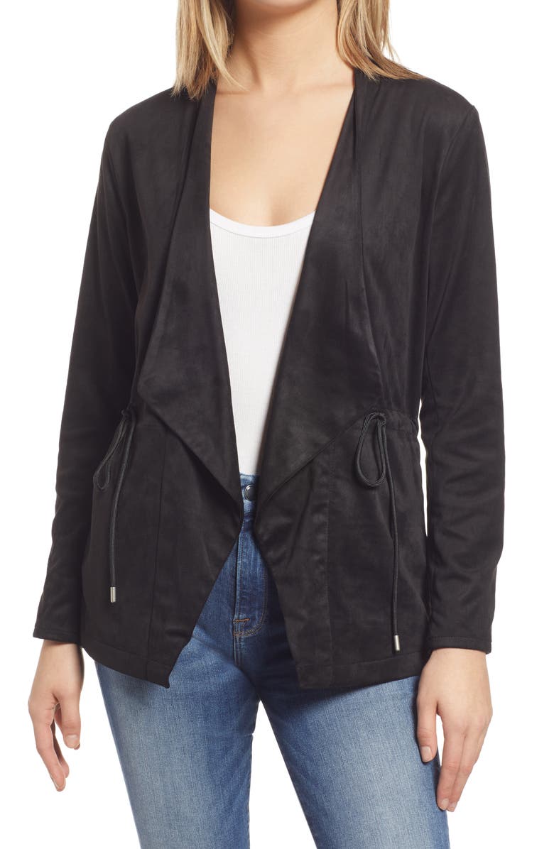 BLANKNYC Faux Suede Drapey Jacket, Main, color,