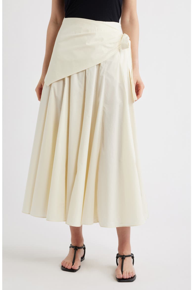 Falda Milos Faux Wrap Cotton Skirt, Main, color, OFF WHITE