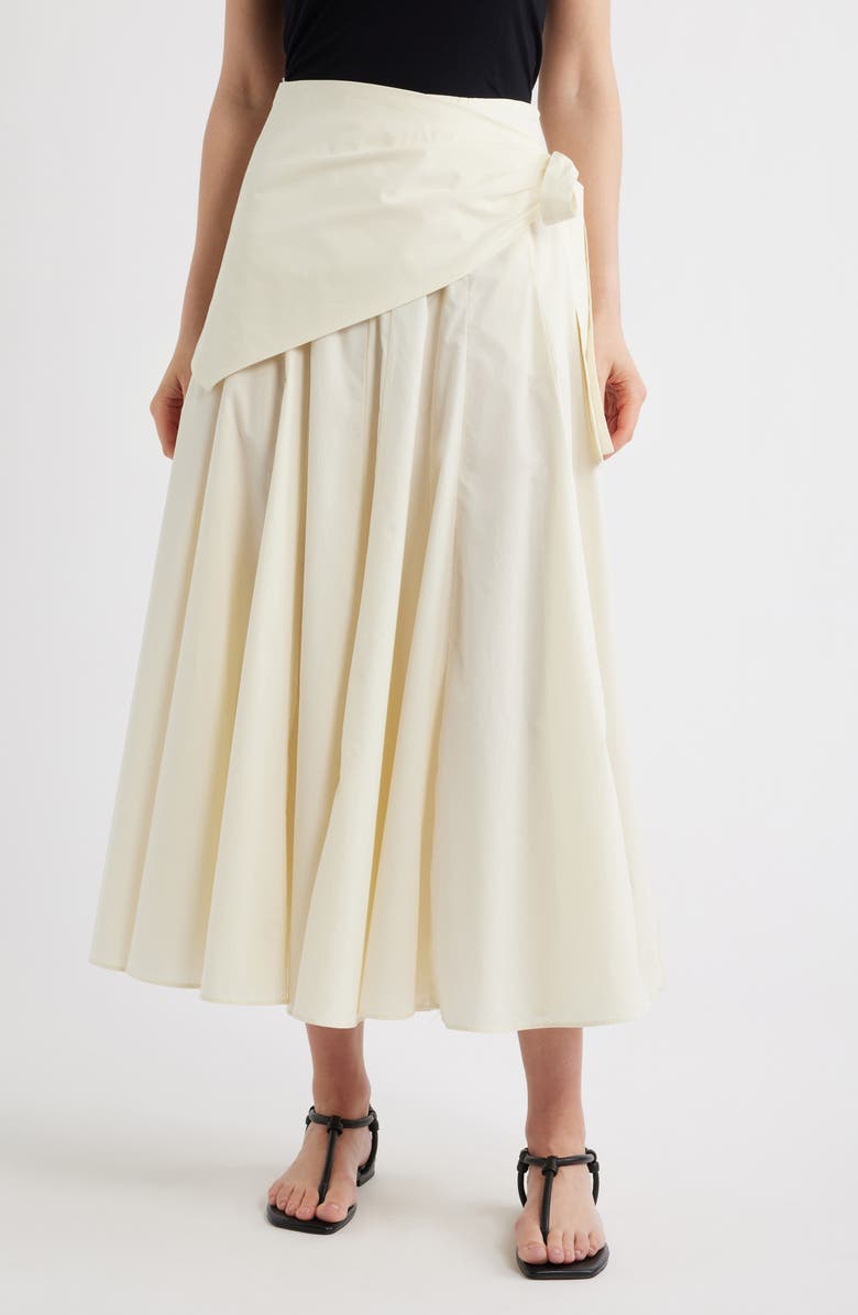 MANGO Falda Milos Faux Wrap Cotton Skirt, Main, color, Off White