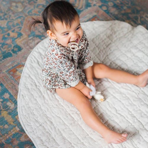 Creative Women Stone Washed Linen Quilted Playmat In Natural