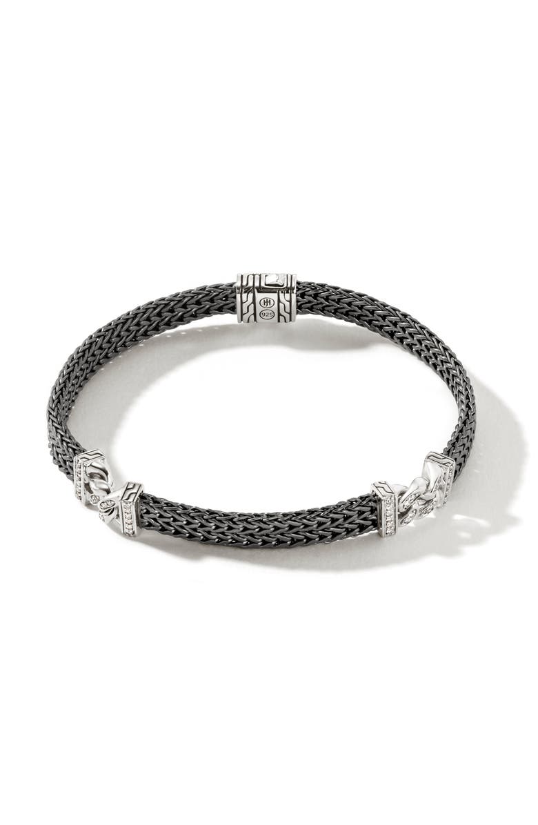 John Hardy Classic Chain Pavé Diamond Station Bracelet, Main, color, 