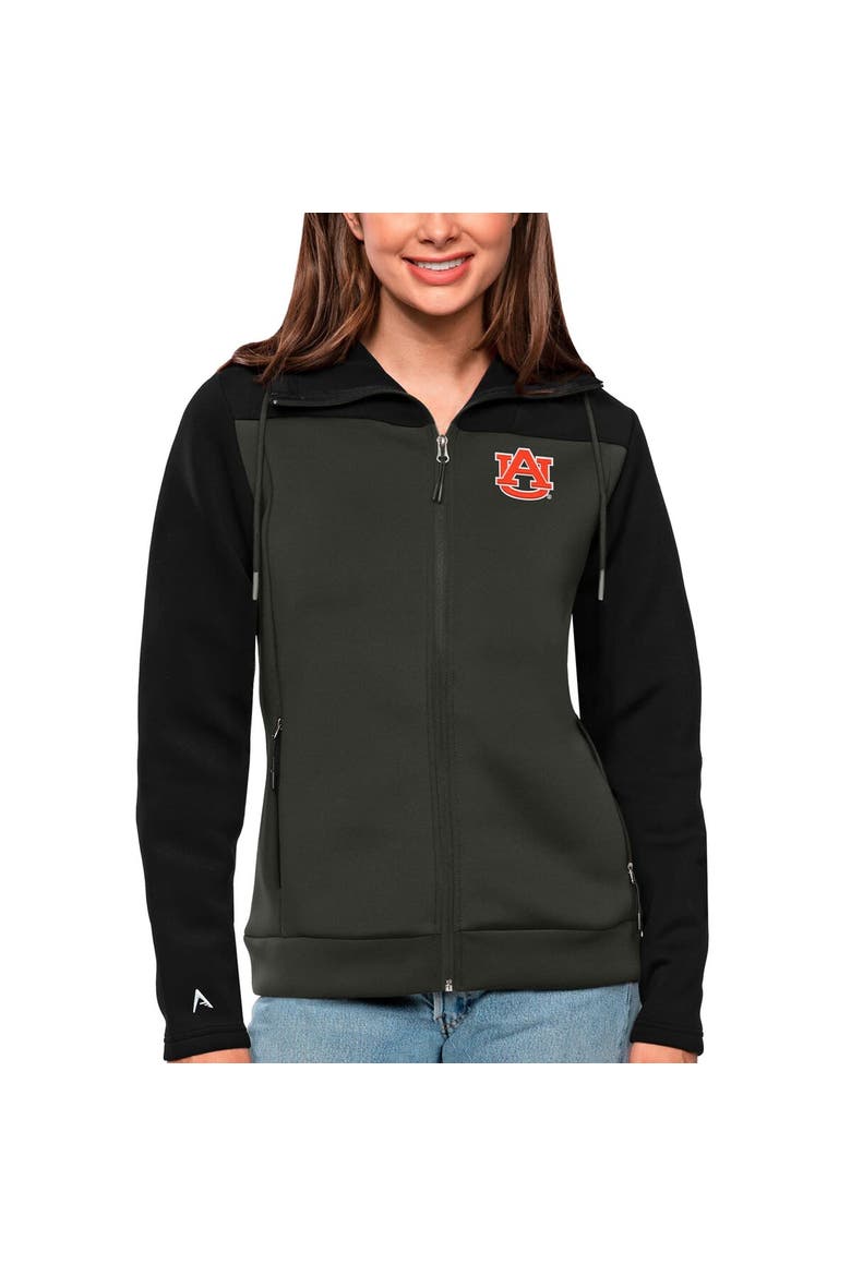 Women's Antigua Black/Charcoal Auburn Tigers Protect Full-Zip Jacket, Main, color, Black