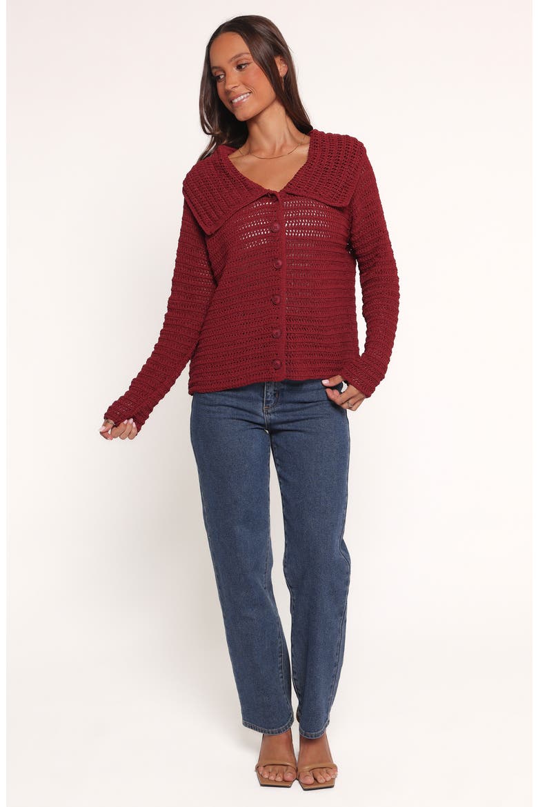 Lyra Sheer Cardigan, Alternate, color, BURGUNDY