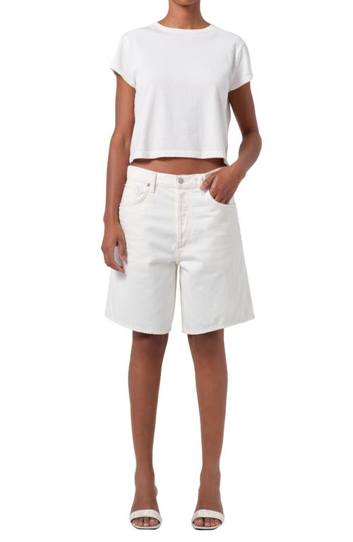 Shop Agolde Indra Denim Shorts In Fortune Cookie (natural)