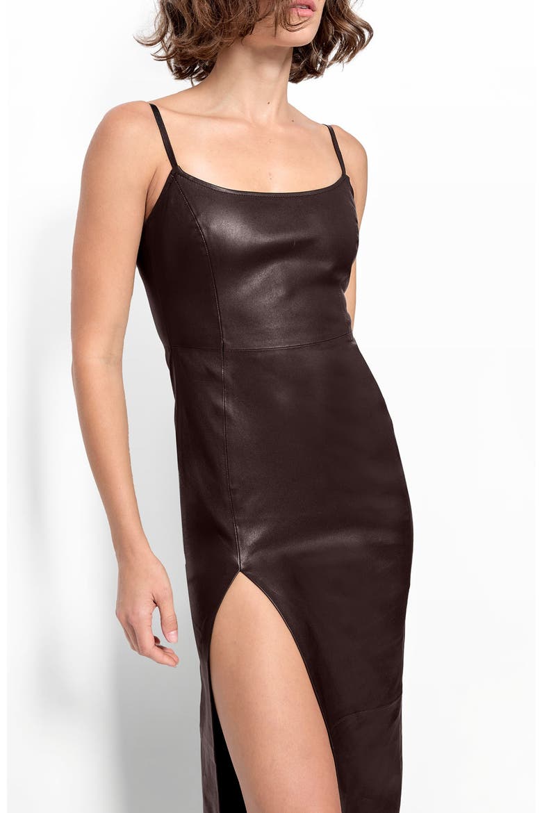 Aphrodite Stretch Leather Dress, Alternate, color, Espresso