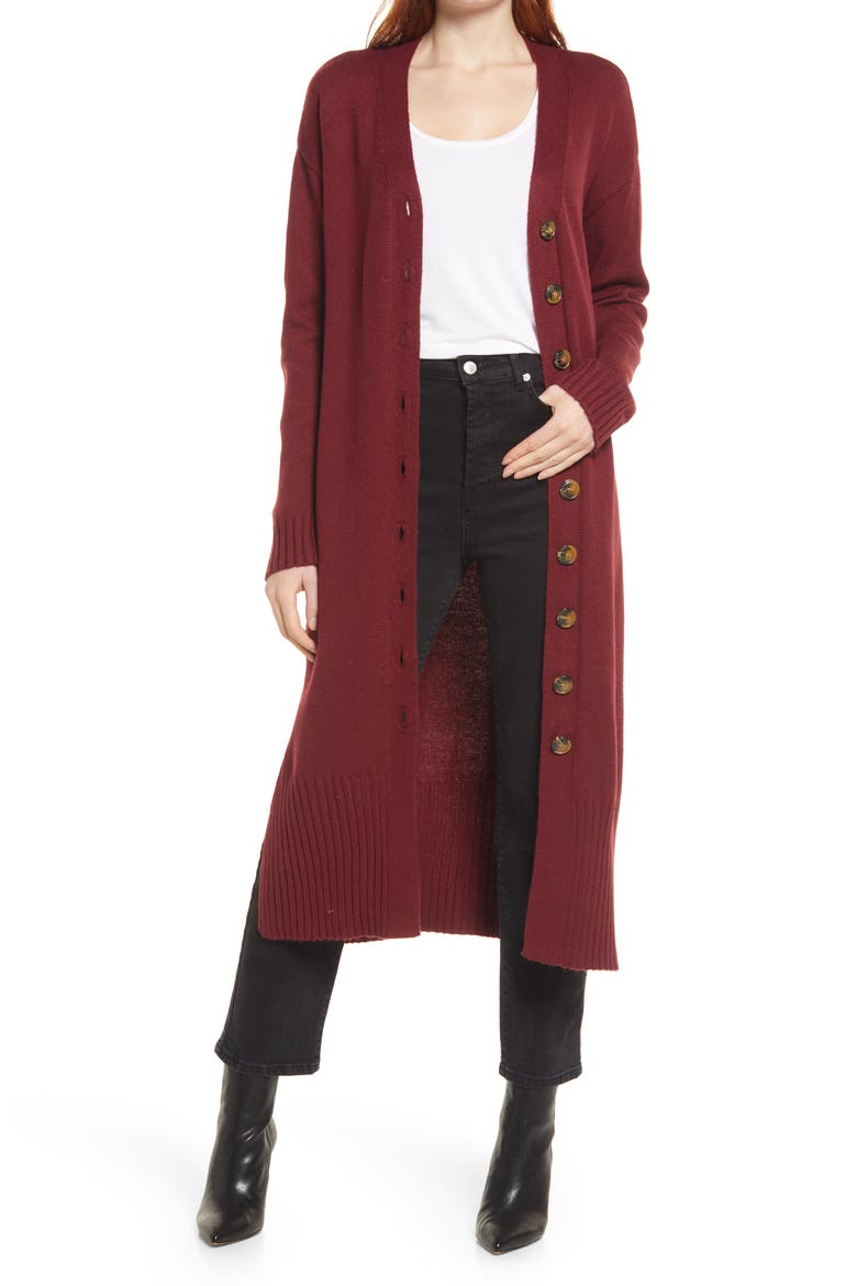 Long Cardigan, Main, color, EARTH RED