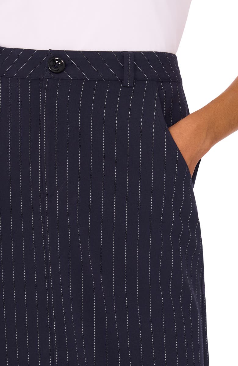Halogen<sup>®</sup> Pinstripe High Rise Midi Skirt, Alternate, color, Classic Navy