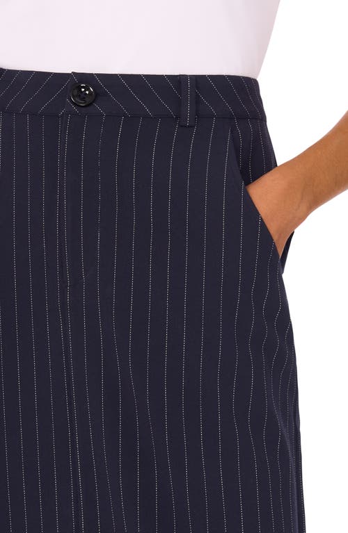 Halogen ® Pinstripe High Rise Midi Skirt In Blue