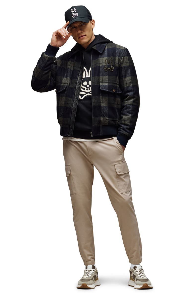 Psycho Bunny Gavin Plaid Wool Blend Bomber Jacket, Alternate, color, 