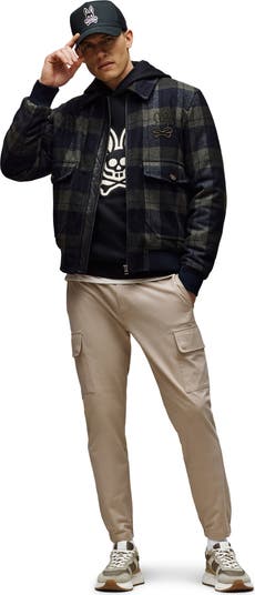 Gavin Plaid Wool Blend Bomber Jacket