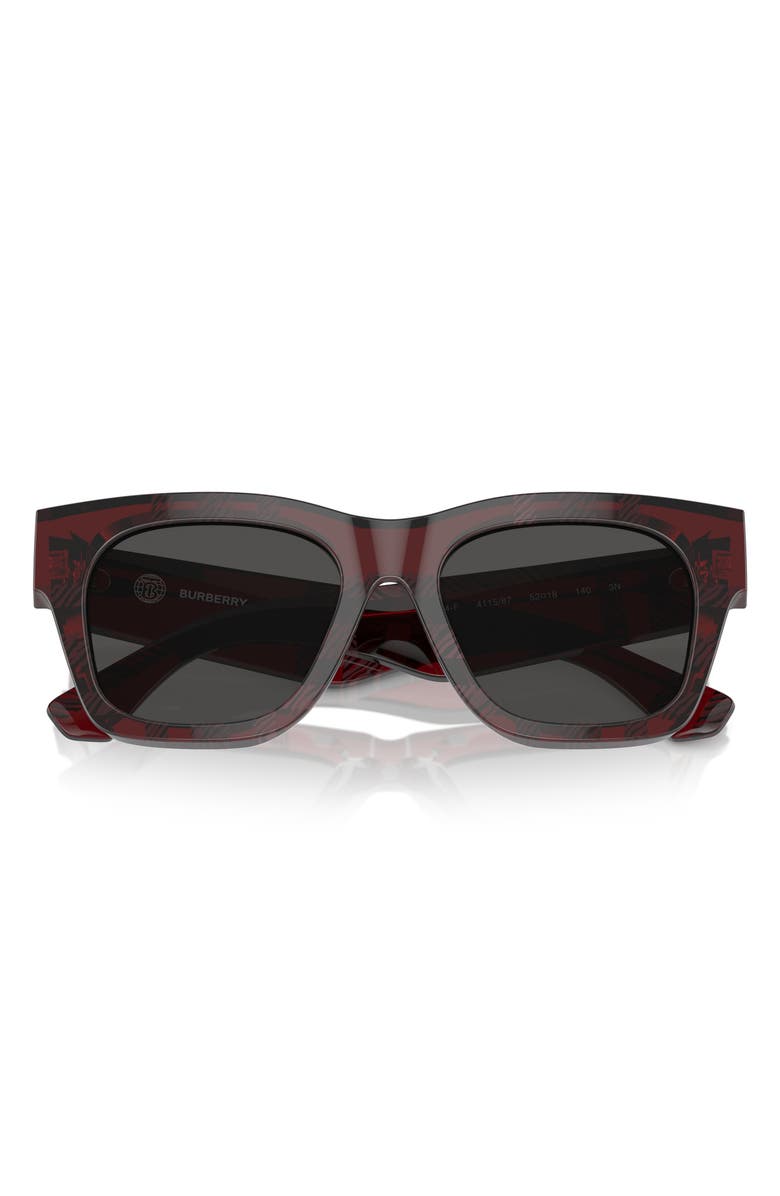 Burberry Elevated Check 52mm Square Sunglasses, Main, color, Red
