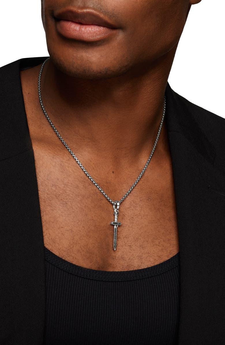 David Yurman Pavé Black Diamond Sword Amulet, Alternate, color, Silver Pave