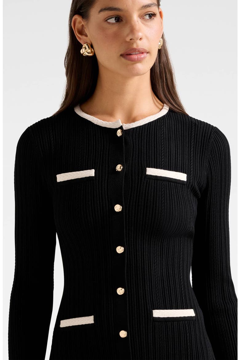 Brielle Long Sleeve Fit & Flare Minidress, Alternate, color, BLACK