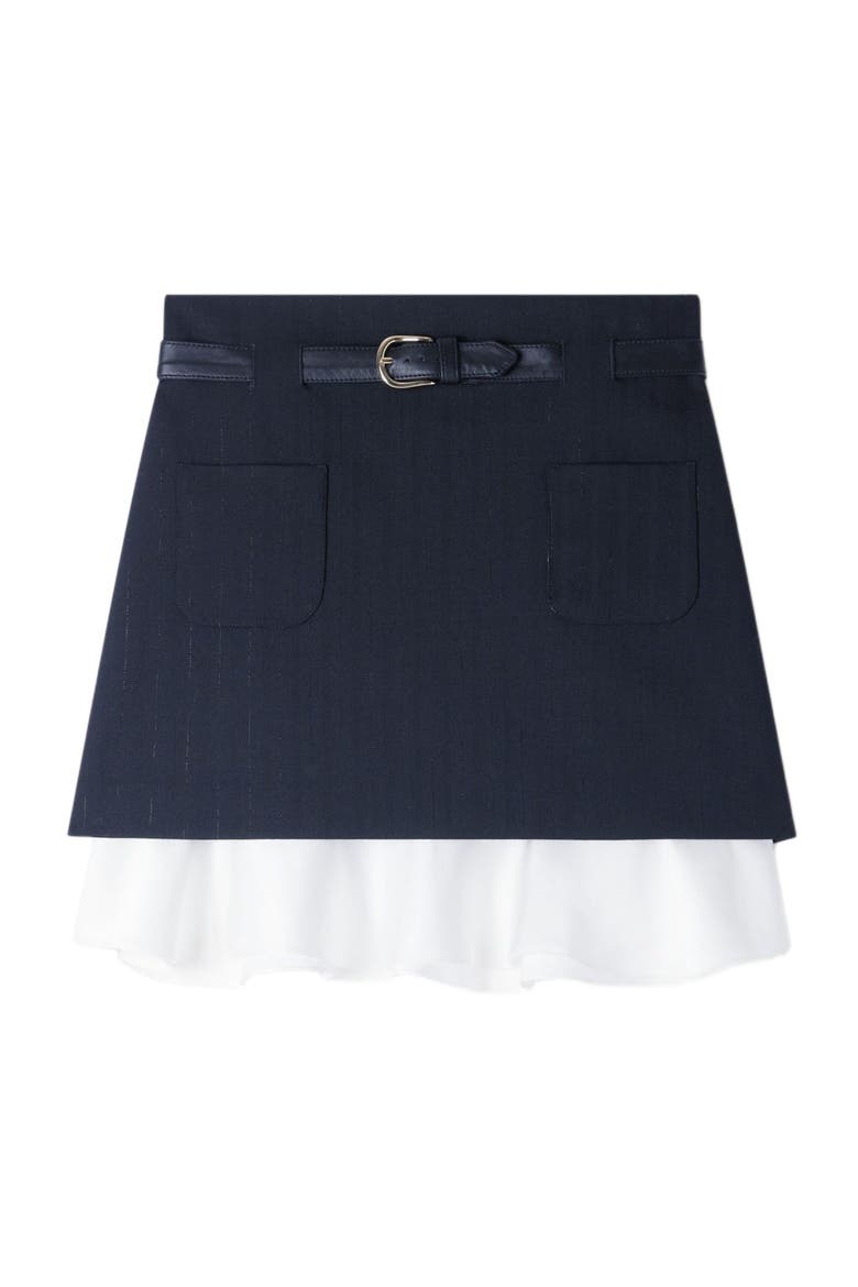 Short striped ruffled skirt, Alternate, color, Black
