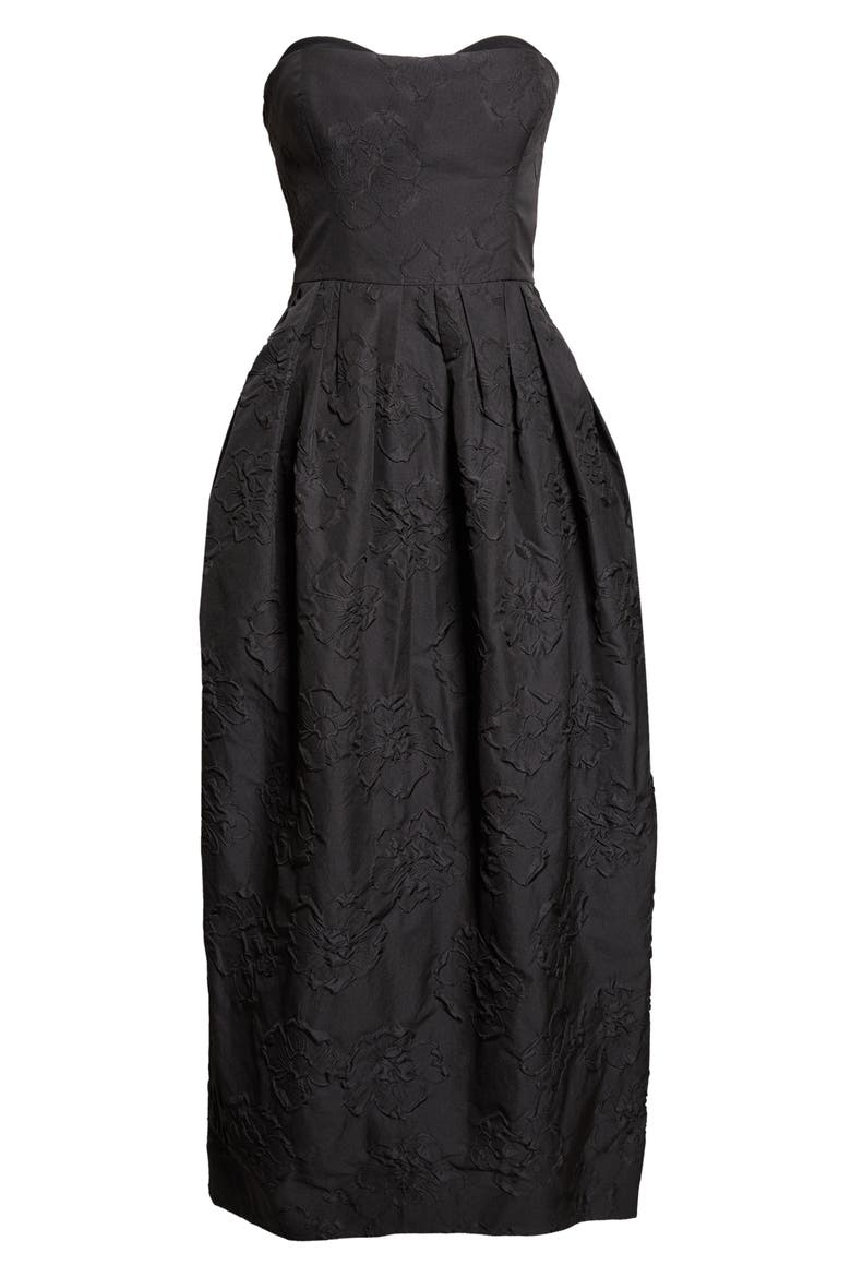 Katerina Strapless Cloque Dress, Main, color, NOIR