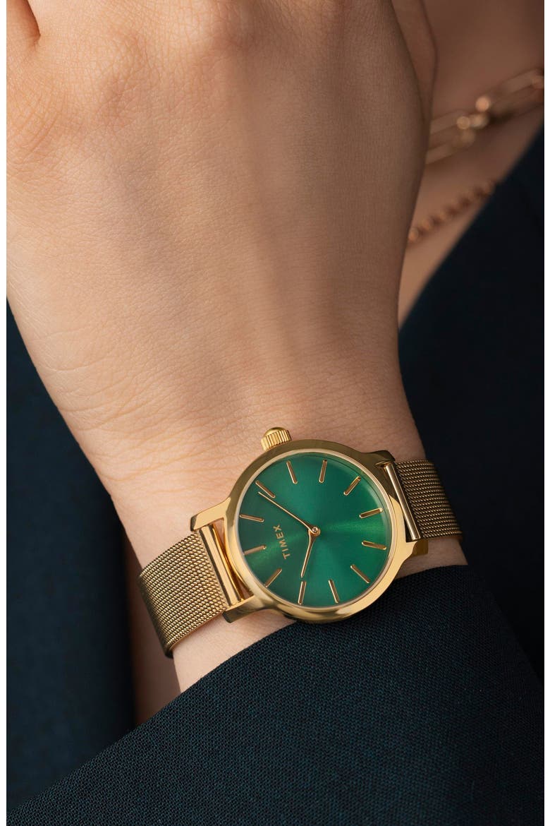 Transcend Mesh Strap Watch, 31mm, Alternate, color, GOLD