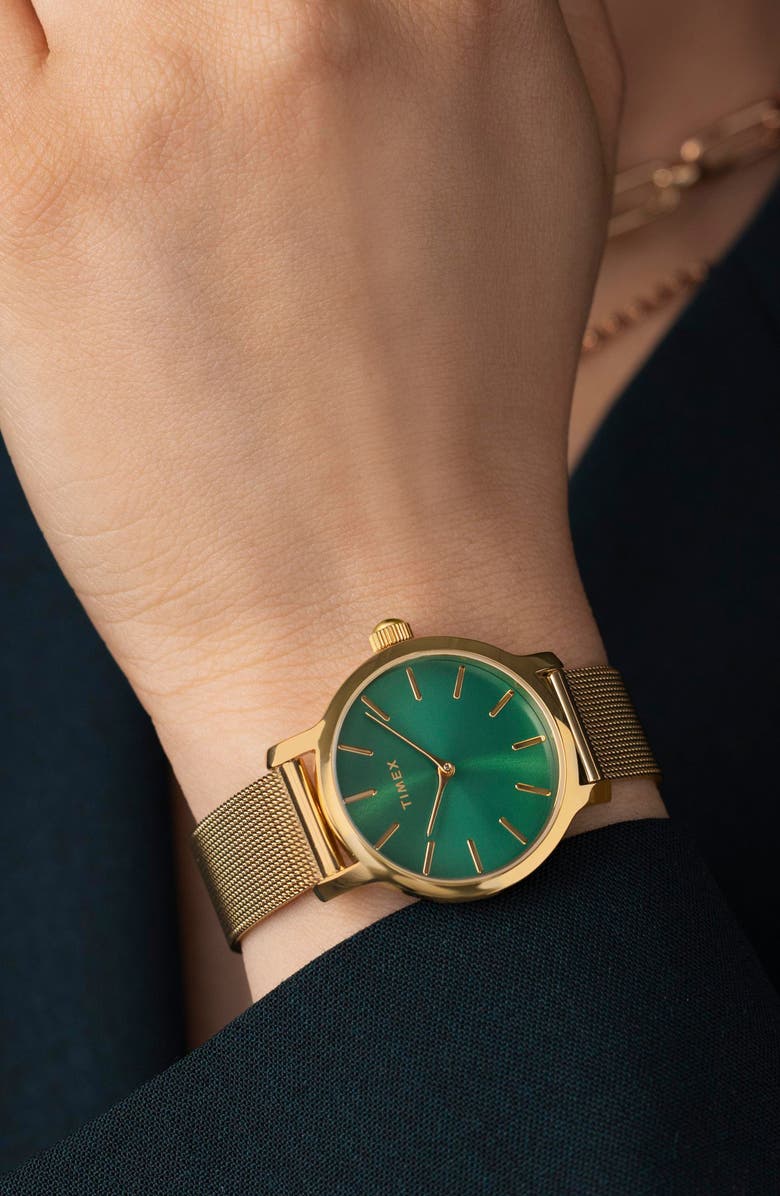 Timex<sup>®</sup> Transcend Mesh Strap Watch, 31mm, Alternate, color, Gold