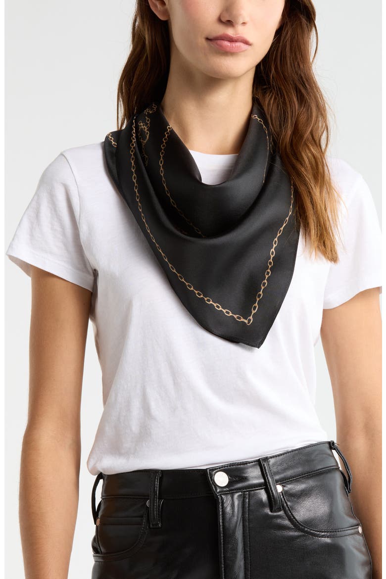 All Chains Silk Square Scarf, Main, color, BLACK