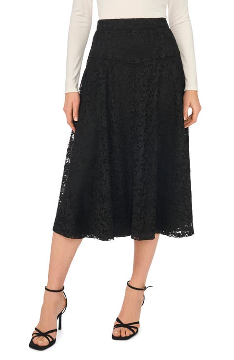 Lace Godet Midi Skirt