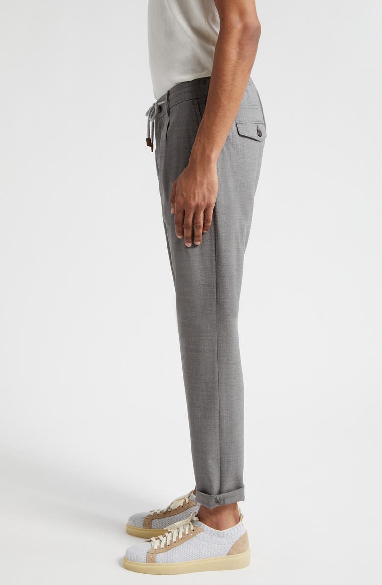 Eleventy Drawstring Waist Stretch Virgin Wool Pants, Alternate, color, Medium Grey