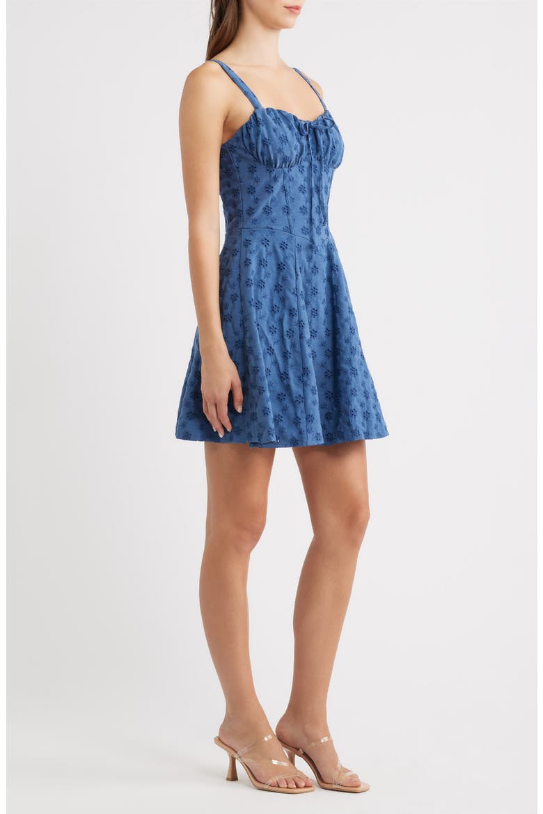 Tie Front Fit and Flare Dress, Alternate, color, DENIM