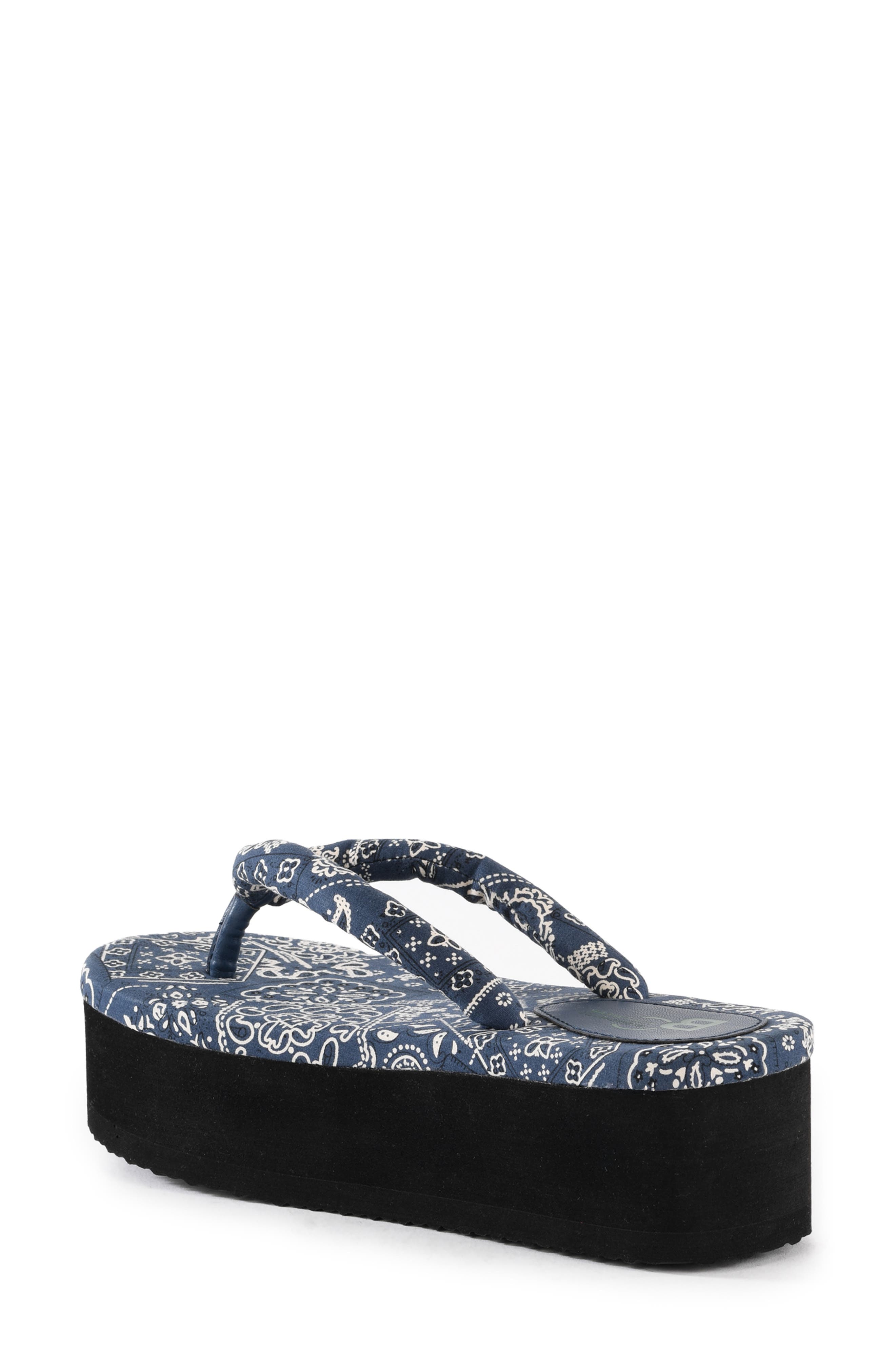 BC Footwear A Pretty Penny Platform Sandal, Alternate, color, Navy Bandana