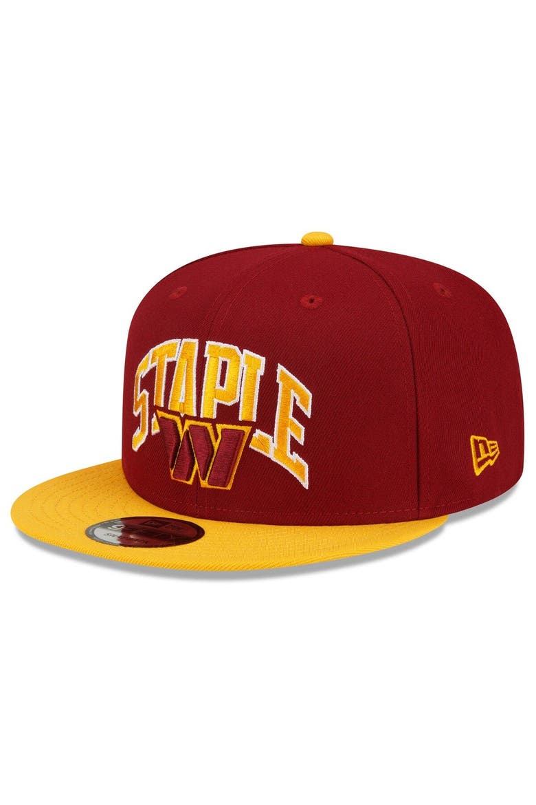 Men's New Era Burgundy/Gold Washington Commanders NFL x Staple Collection 9FIFTY Snapback Adjustable Hat, Alternate, color, Burgundy