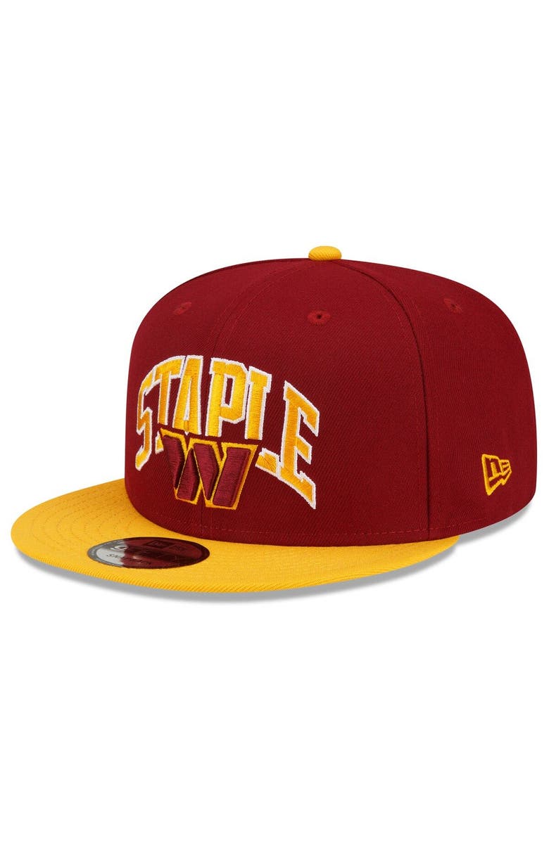New Era x Staple Men's New Era Burgundy/Gold Washington Commanders NFL x Staple Collection 9FIFTY Snapback Adjustable Hat, Alternate, color, 