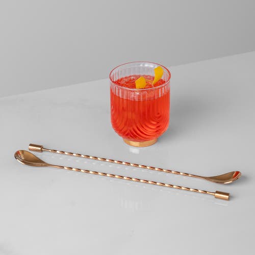 A Bar Above Antique Copper Bar Spoons, Set Of 2 With Spiral Handles In Antique Copper