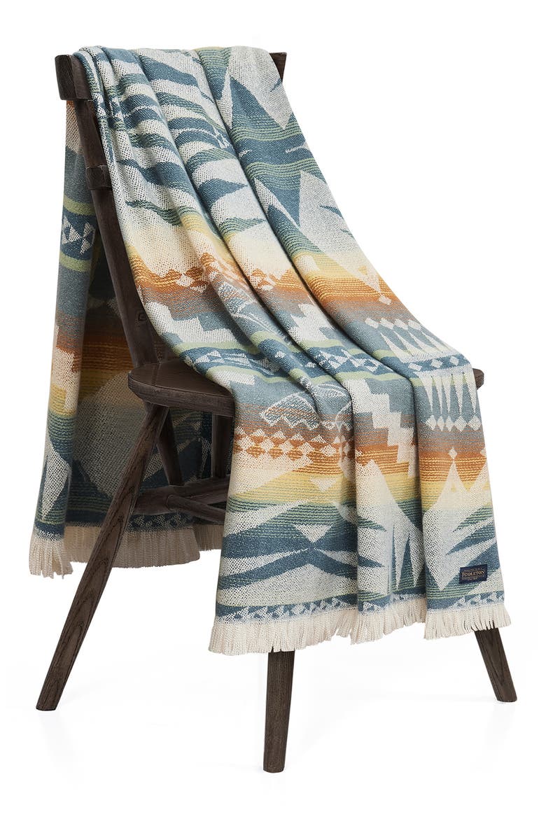 Mystic Lake Throw Blanket, Alternate, color, TEAL MULTI
