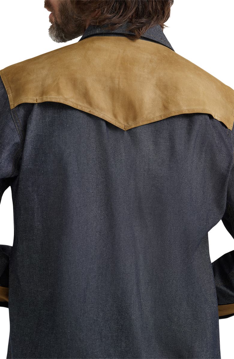 Wrangler Filson x Wrangler Two-Tone Denim Western Snap-Up Shirt, Alternate, color, Indigo