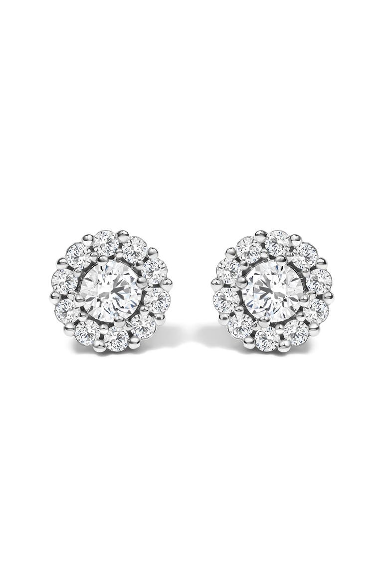 10K White Gold 3.0 Cttw Lab Grown Diamond Halo Stud Earrings, Main, color, White Gold