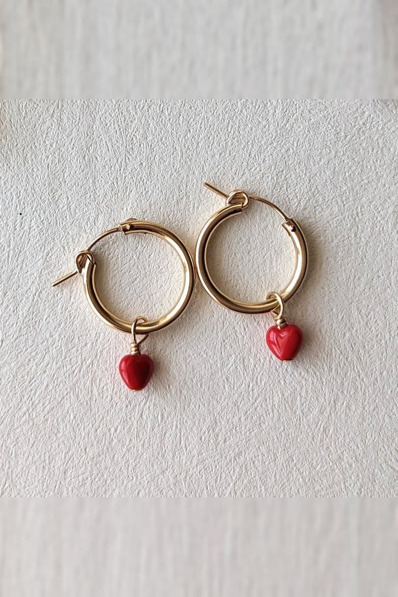 Charm Hoop Earrings, Main, color, Hearts