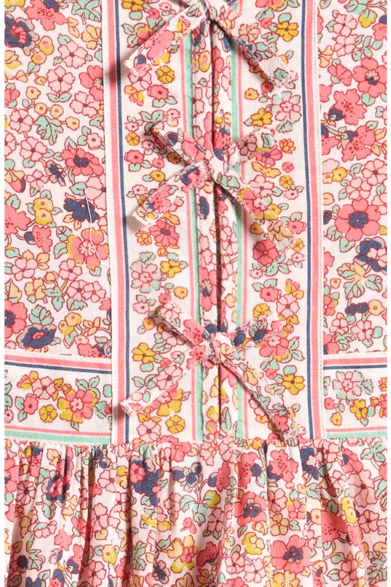 Floral Print Cotton & Linen Dress, Alternate, color, SOFT IVORY FLOWER BED