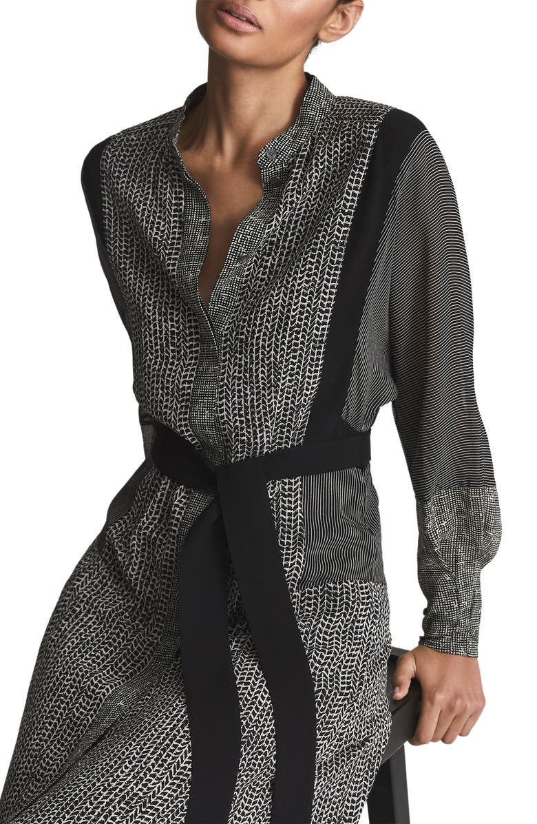 Reiss Tanis Mixed Print Long Sleeve A-Line Dress, Alternate, color, 
