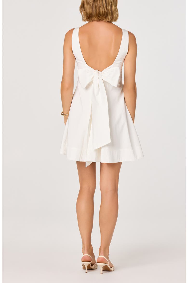 Shyla Bow Back Cotton Blend A-Line Dress, Alternate, color, WHITE