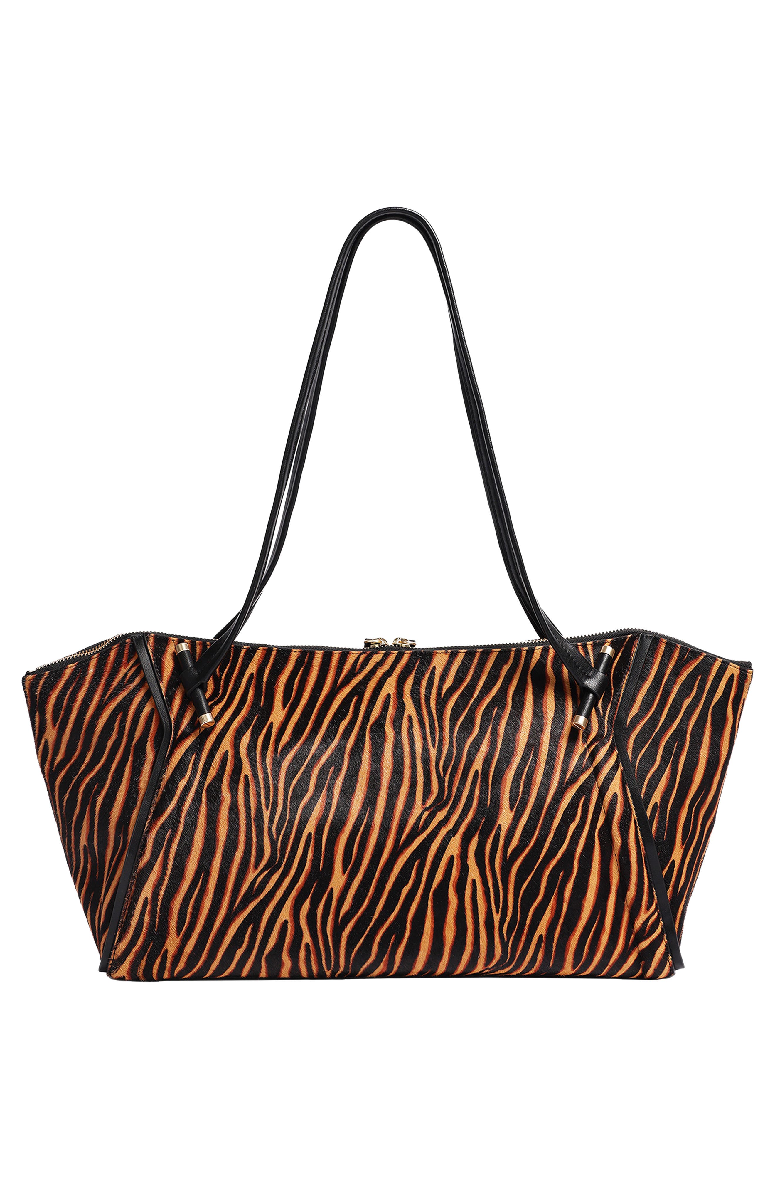 Highline East West Top Zip Leather Tote, Alternate, color, NATURAL/ BLACK