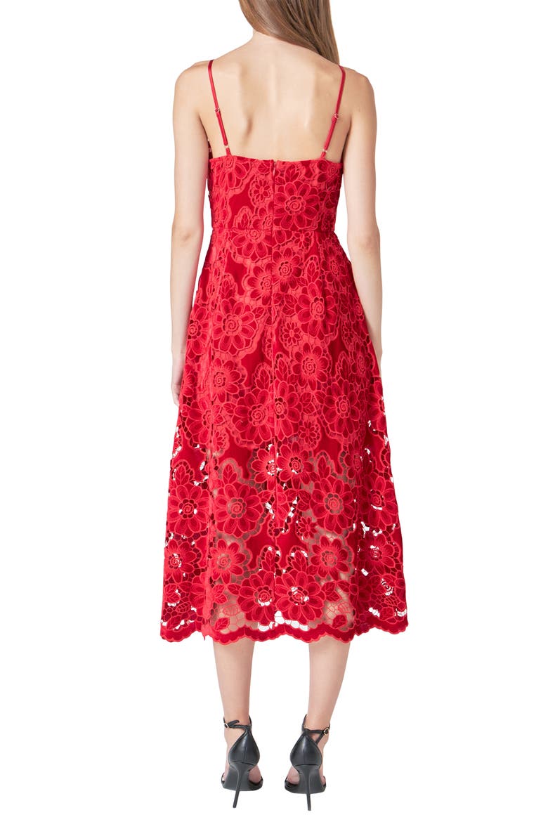 Velvet Lace Midi Dress, Alternate, color, RED