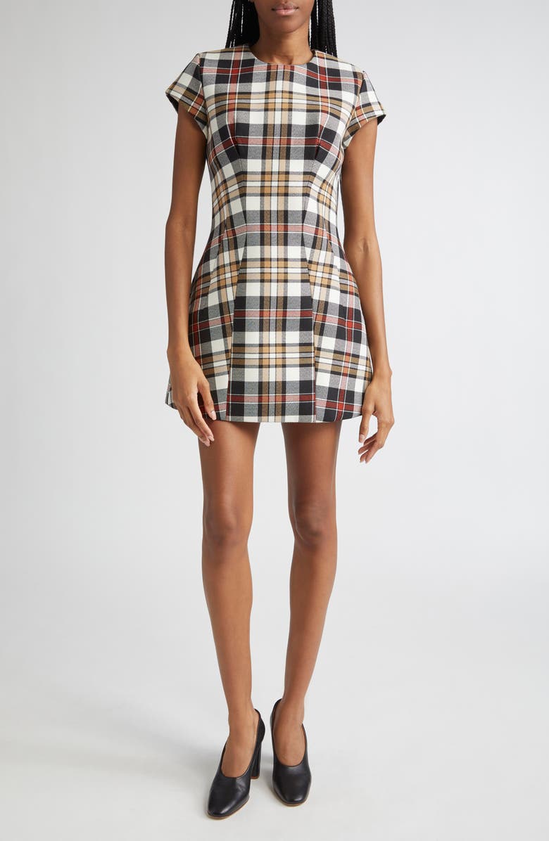 Acne Studios Check Jacquard Minidress, Main, color, Multi Brown