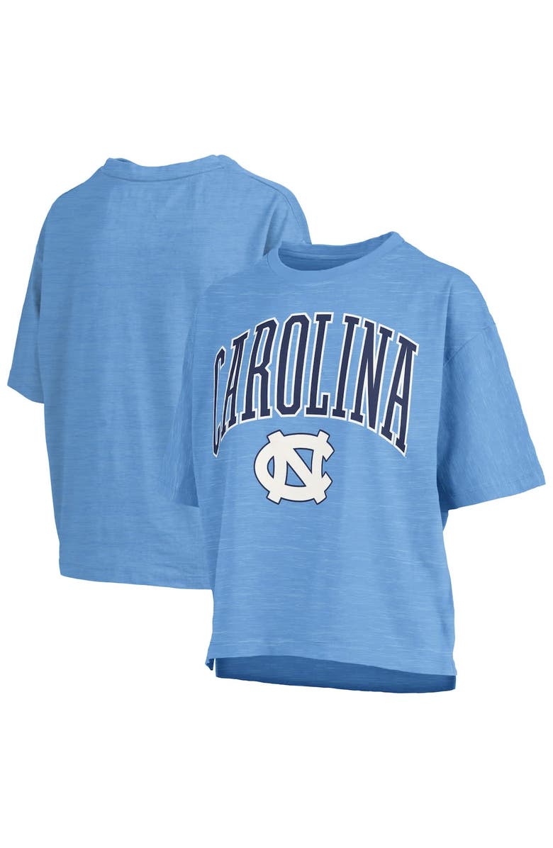PRESSBOX Women's Pressbox Carolina Blue North Carolina Tar Heels Nelson Arch Over Logo Waist Length Oversized Slub T-Shirt, Main, color, Light Blue