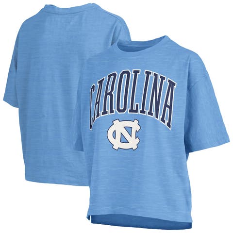 Women's Pressbox Carolina Blue North Carolina Tar Heels Nelson Arch Over Logo Waist Length Oversized Slub T-Shirt