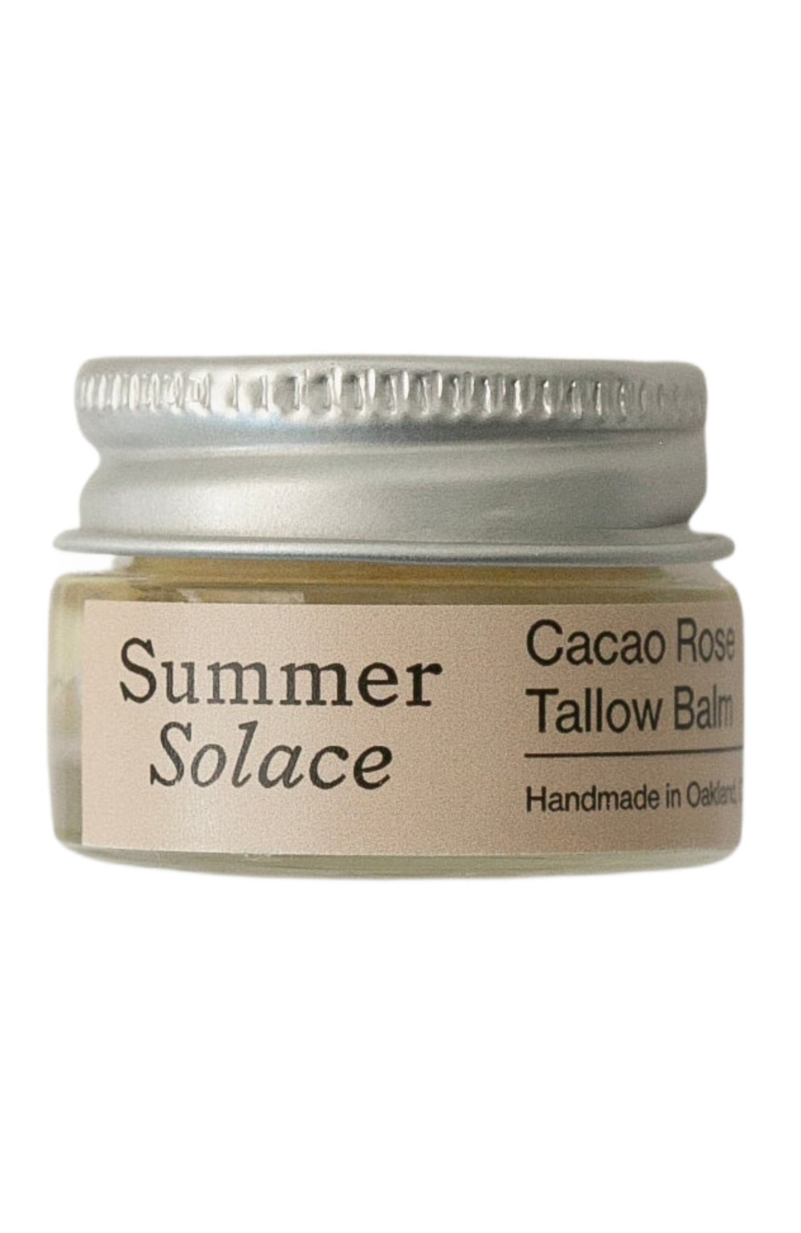 Summer Solace Tallow Cacao Rose Cuticle, Lip, and Brow Tallow Balm - Regenerative Tallow in Light Beige 