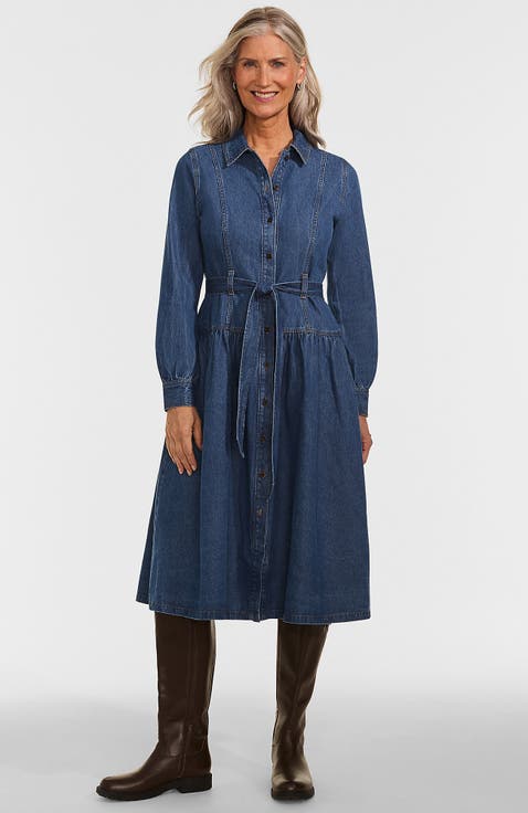 Soft Denim Midi Shirt Dress