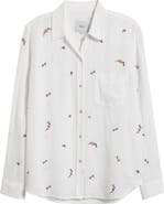 Rails Charli Embroidered Linen Blend Button-Up Shirt