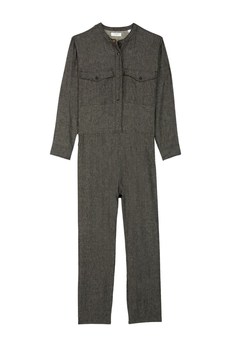 Chambray Jumpsuit, Main, color, BLACK