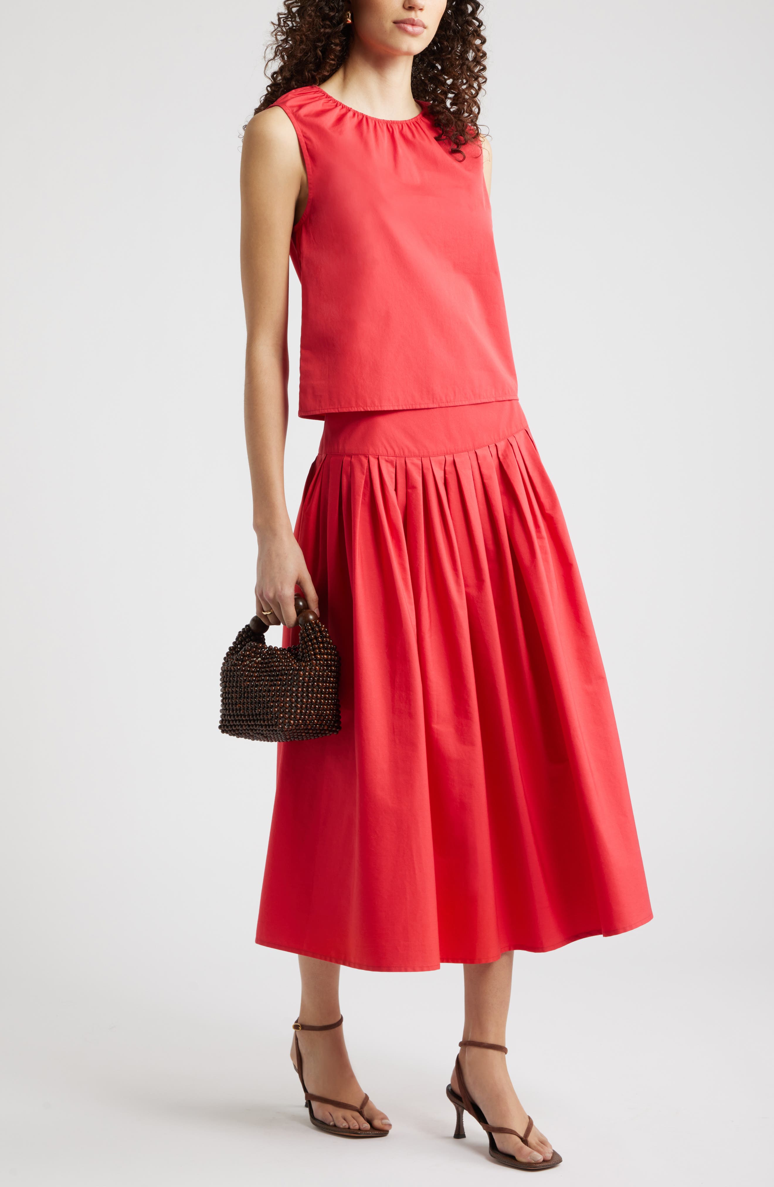 Pleated Cotton Poplin Skirt - image 4
