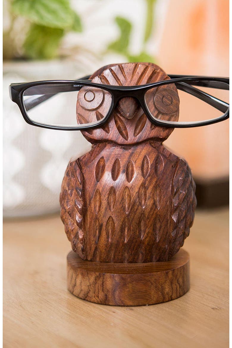 Owl Eyeglass Holder Stand, Alternate, color, Brown