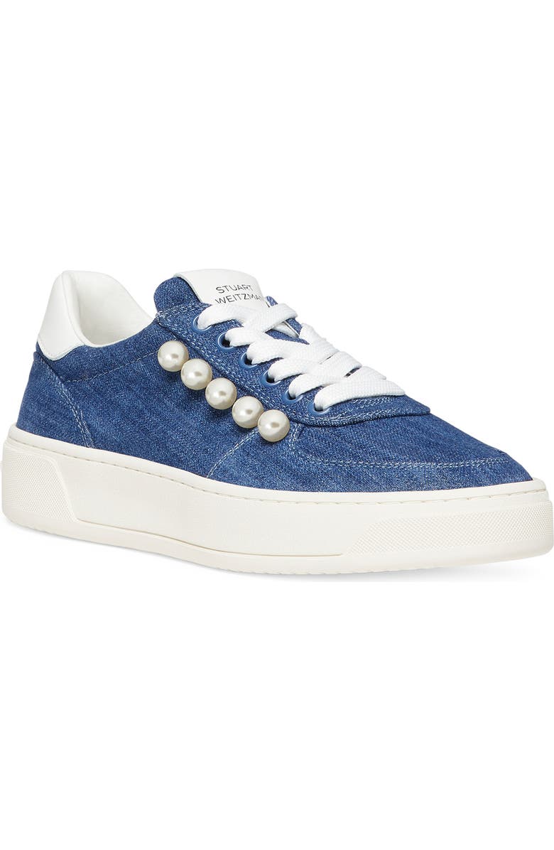 Stuart Weitzman Courtside Pearl Sneaker, Main, color, Washed/White